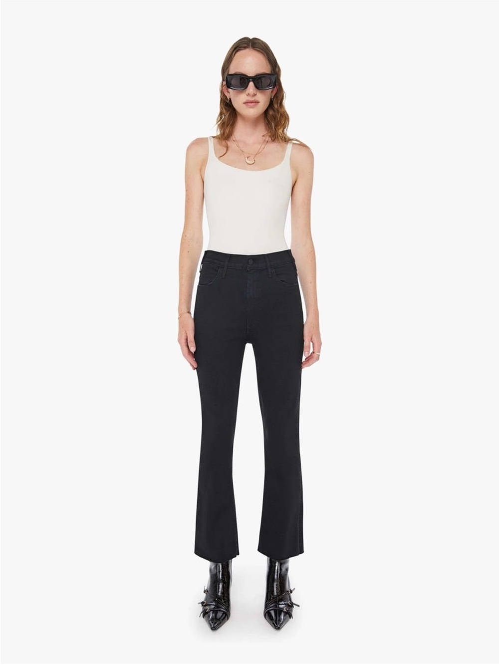 MOTHER Black High-Rise Flare Jeans